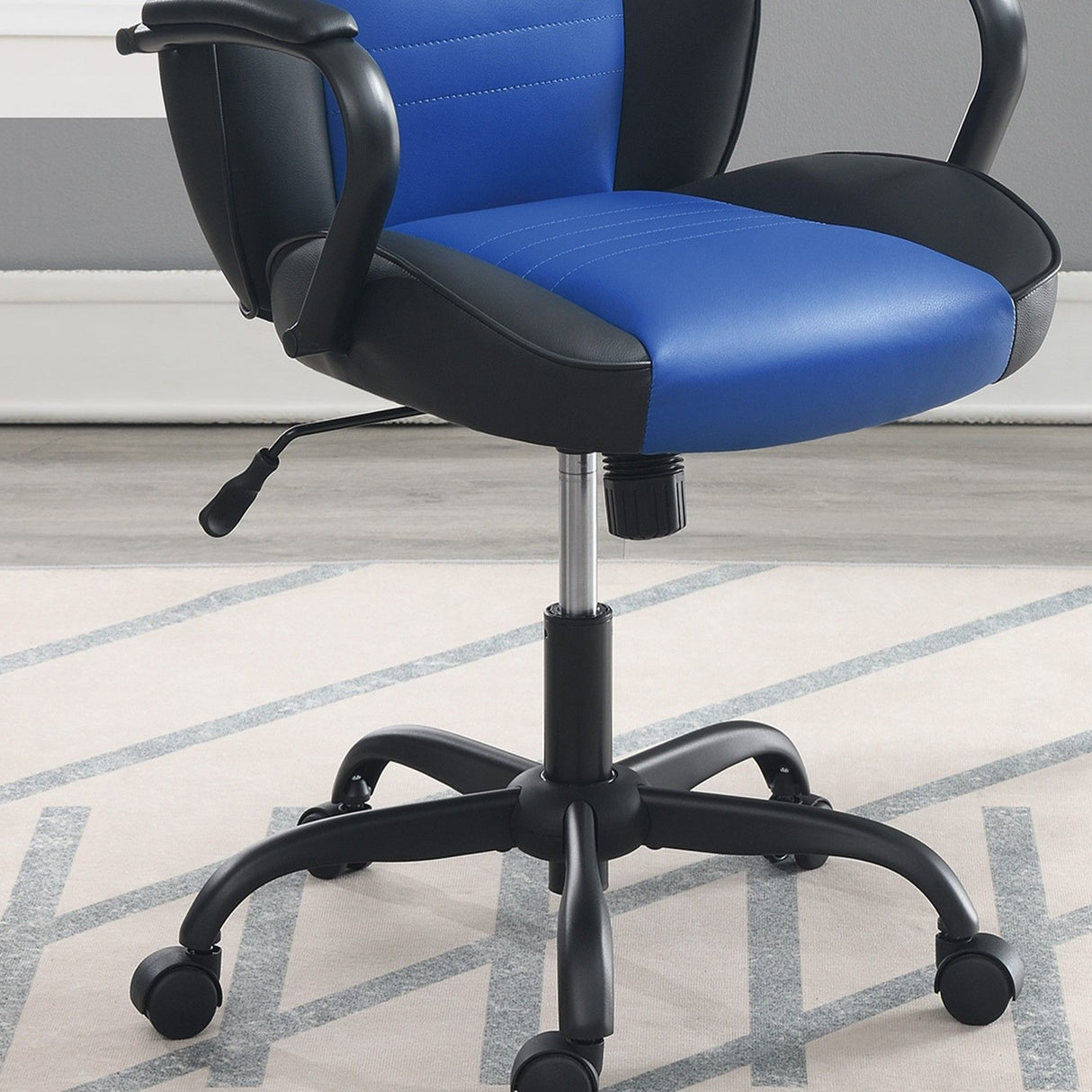 Gaming Office Chair With Adjustable Height Armrests - Black / Black / Blue / Blue