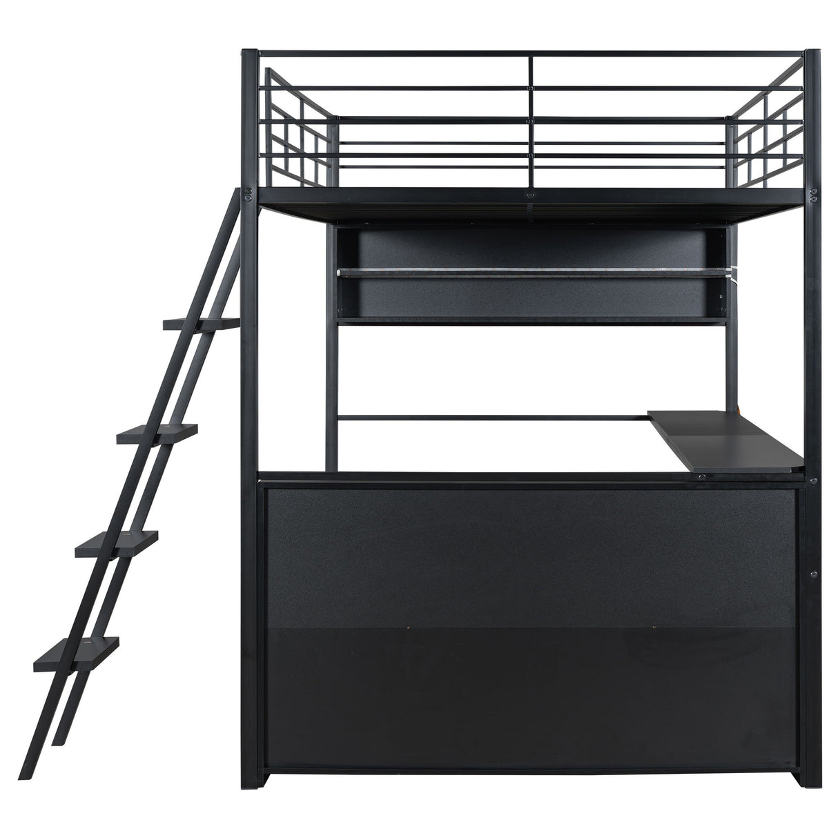 Loft Bed With LED Desk And 4 Storage Shelves