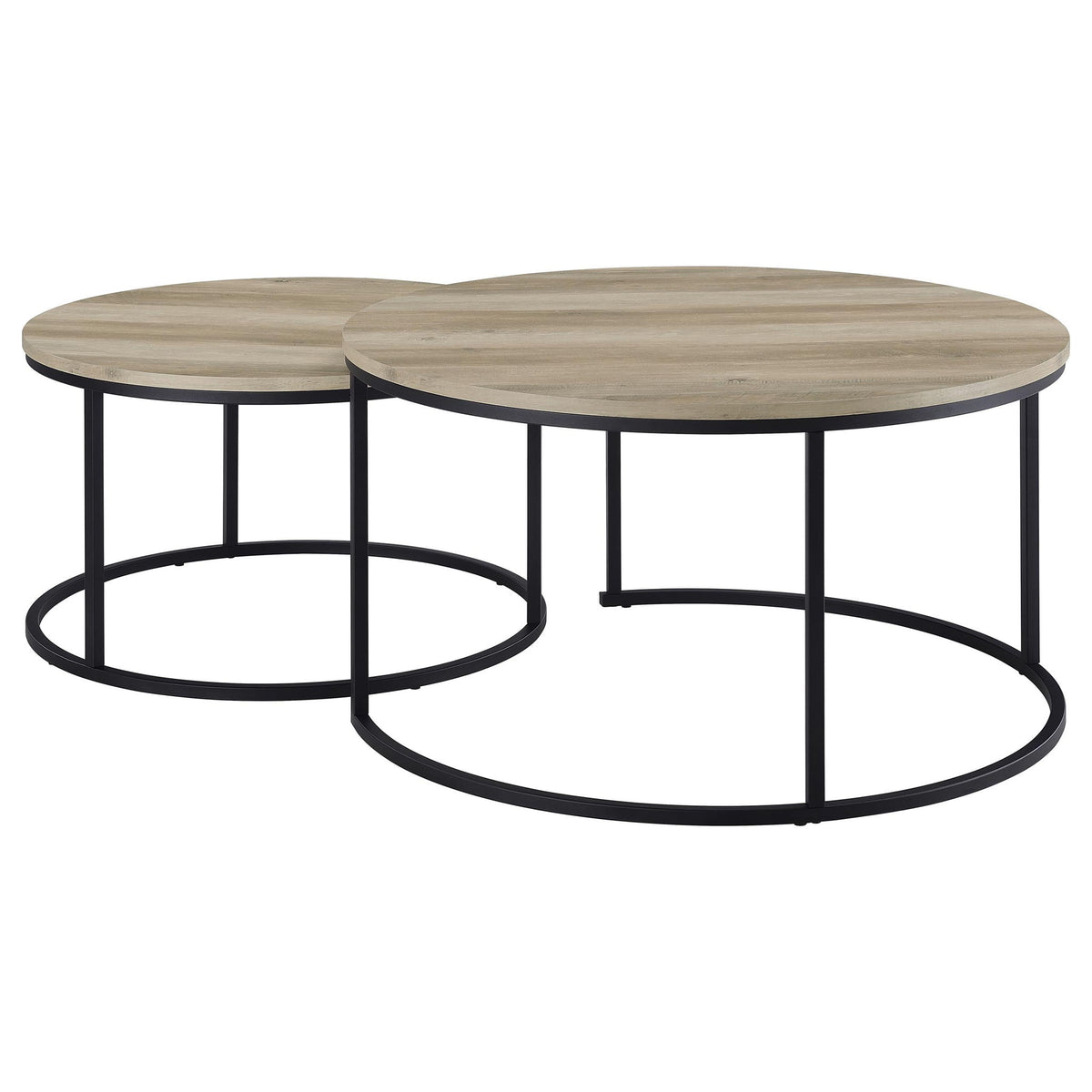 Arrize - 2 Piece Round Nesting Coffee Table Set - Pine Wood