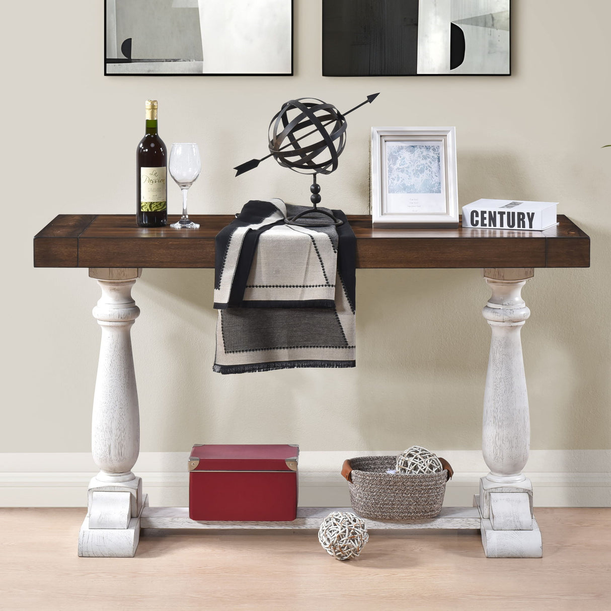 Farmhouse Retro Design Pedestal Sofa Tabe