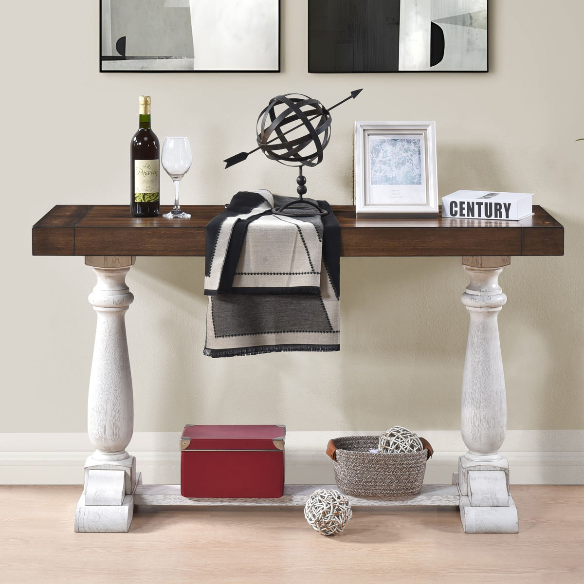 Farmhouse Retro Design Pedestal Sofa Tabe