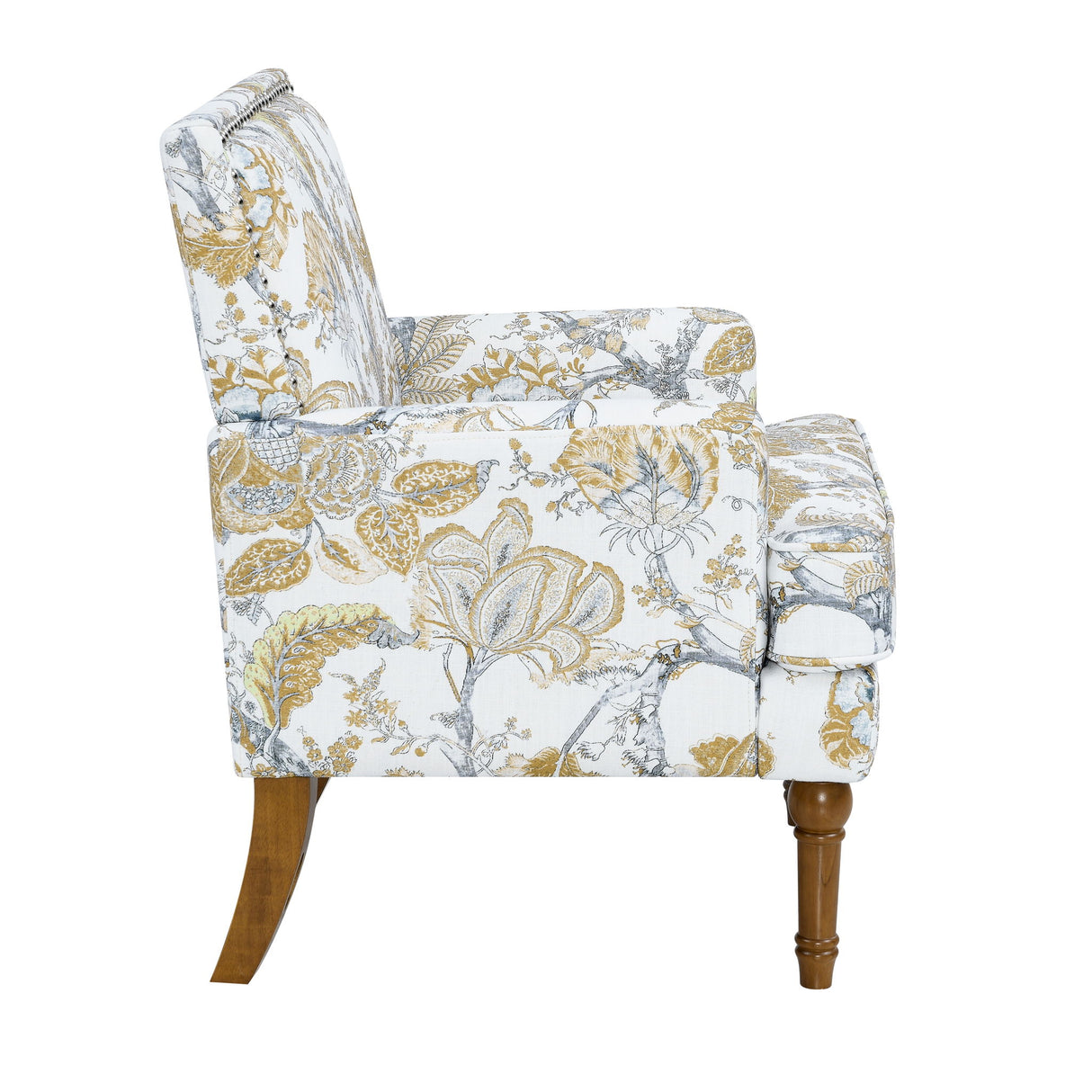 Floral Accent Armchair With Nailhead Trim