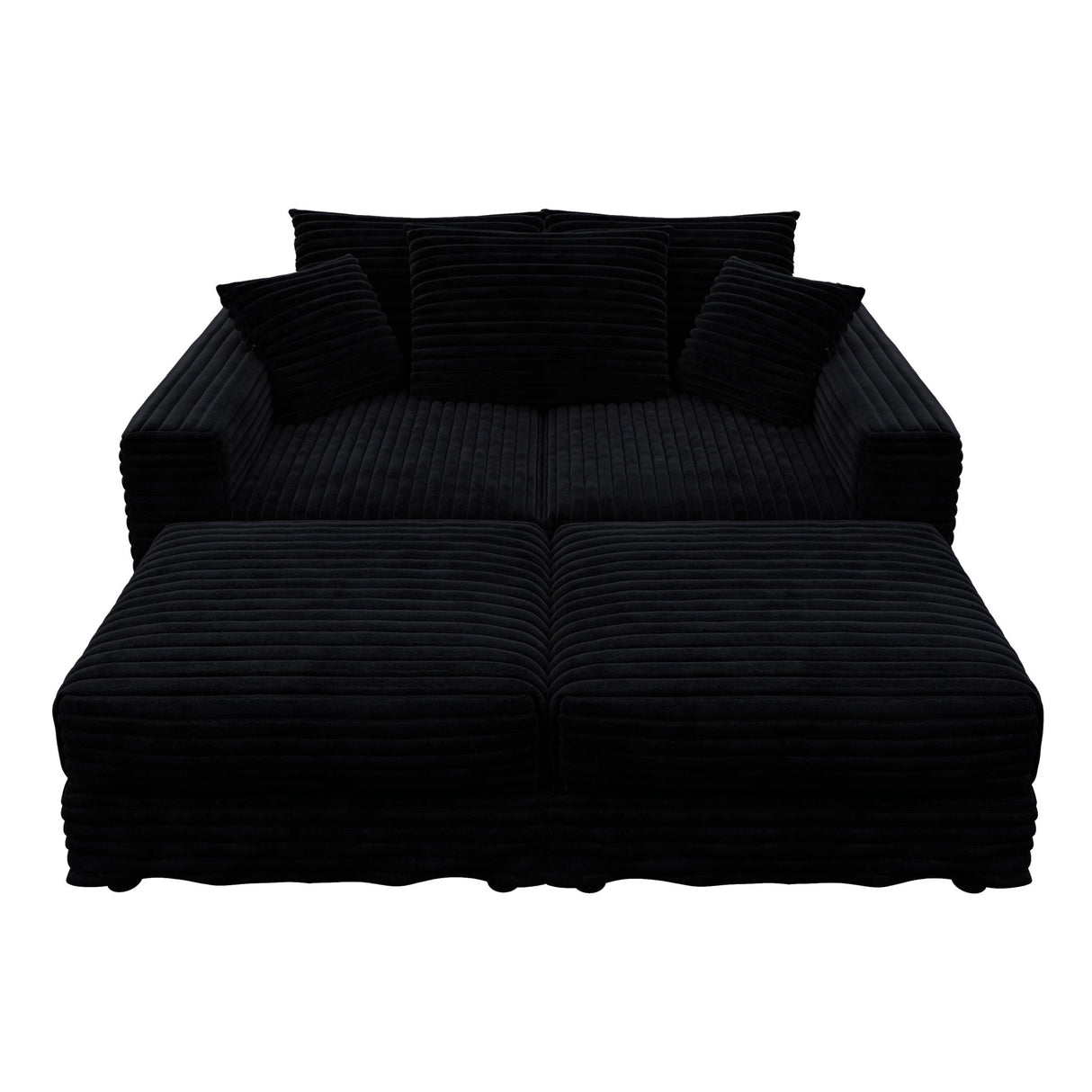 Deep Seat Convertible Sofa With Soft Pillows And Ottomans