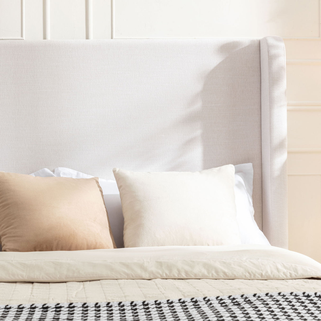 Hayden - Upholstered Wingback Bed With Tall Headboard