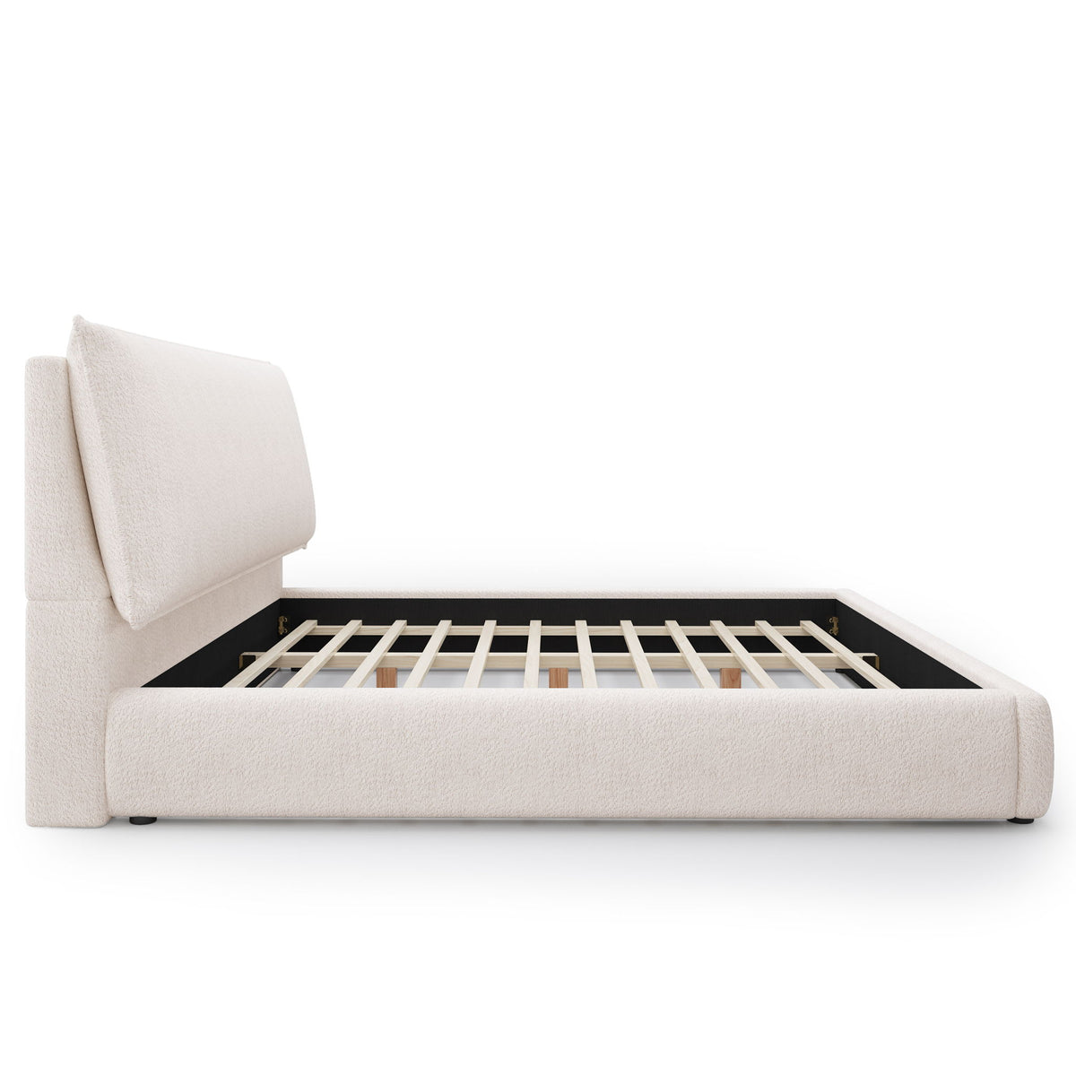 Upholstered Platform Bed Frame With Oversized Plush Pillow Headboard
