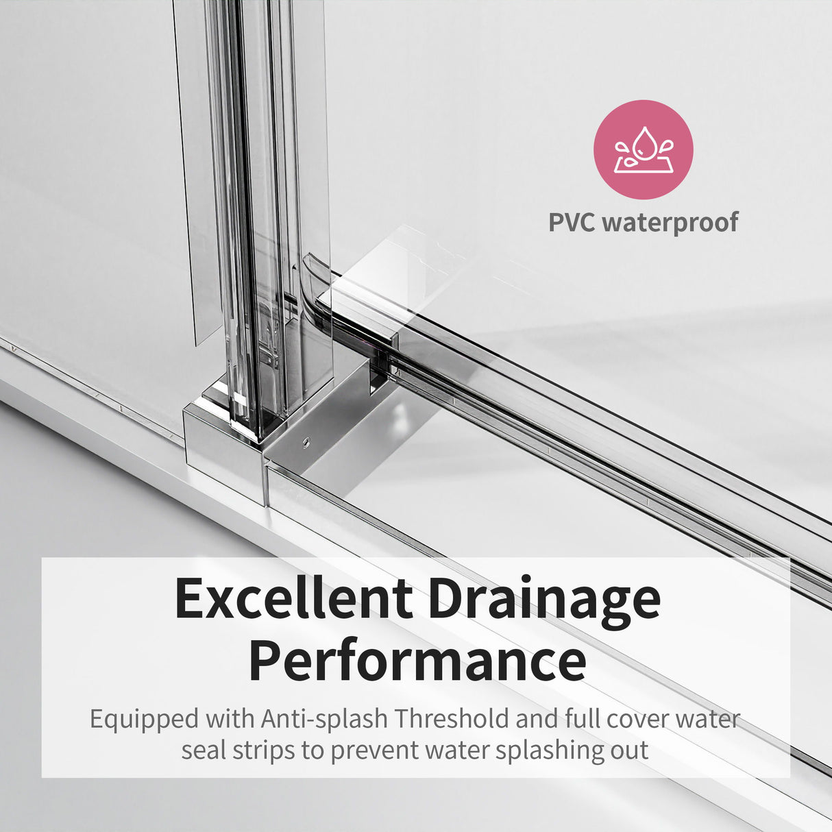 Frameless Single Sliding Soft Close Shower Doors, 3 / 8" Tempered Glass Reversible Installatio