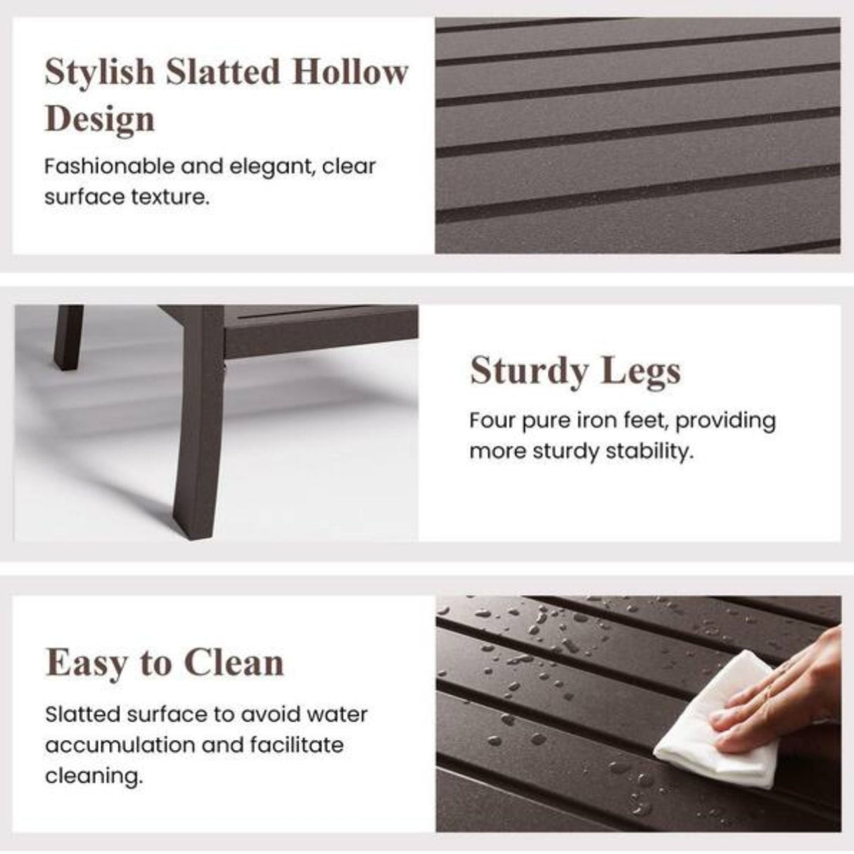 Square 2 Tier All-Weather Outdoor Side Table With Slatted Top