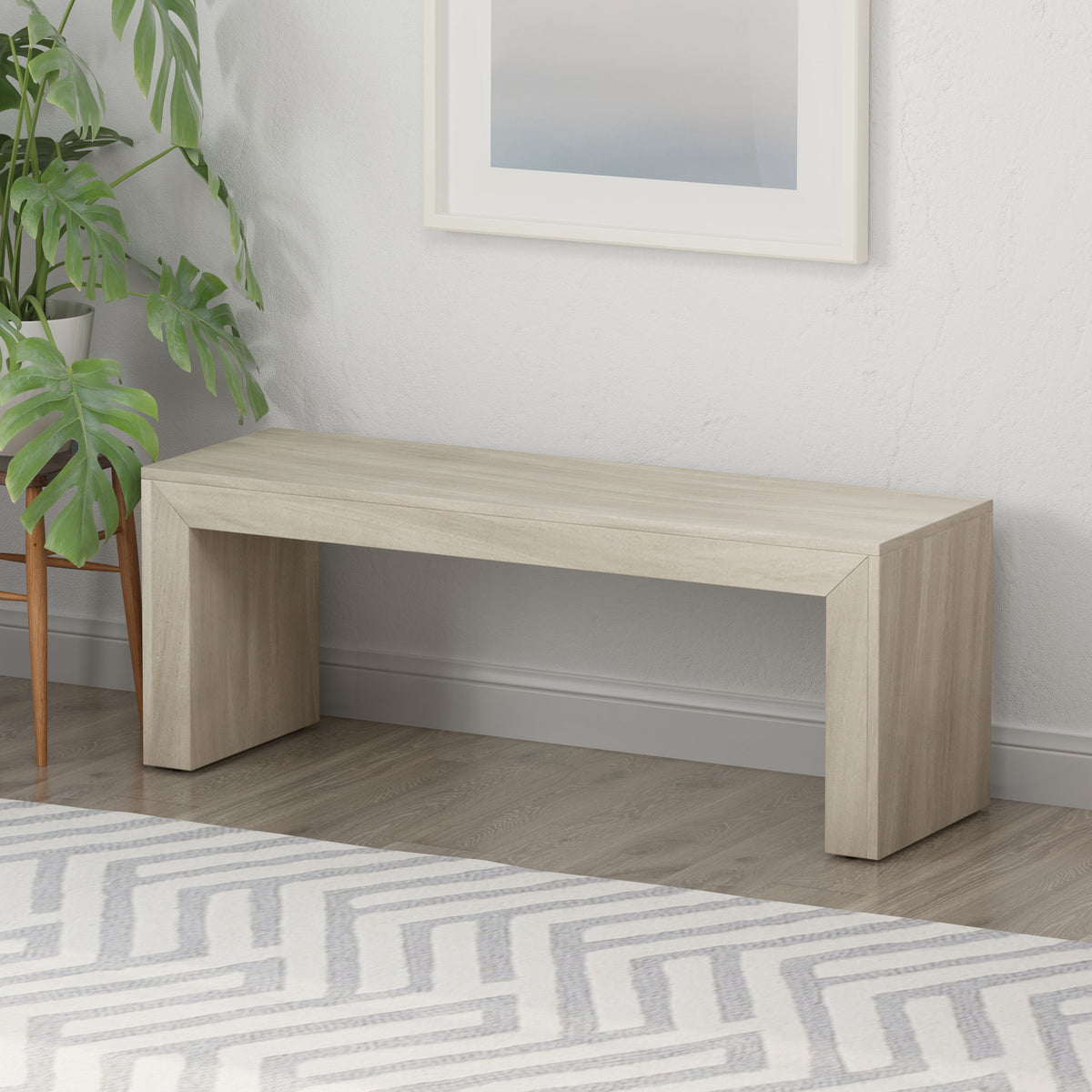 Acacia Wood Dining Bench, Farmhouse Style