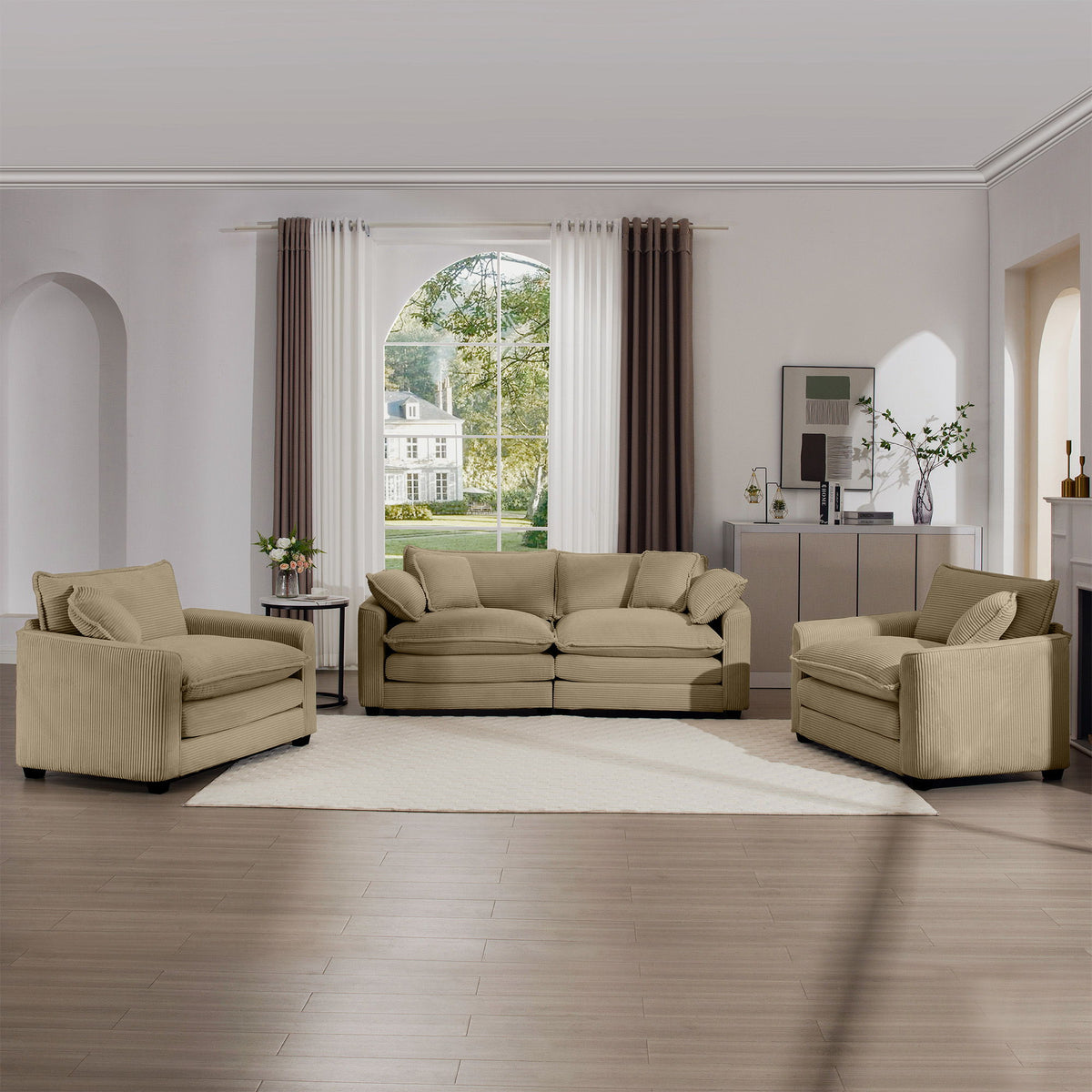 Elegant Oversized Sectional Sofa Set With Deep Seats And Flexible Layout
