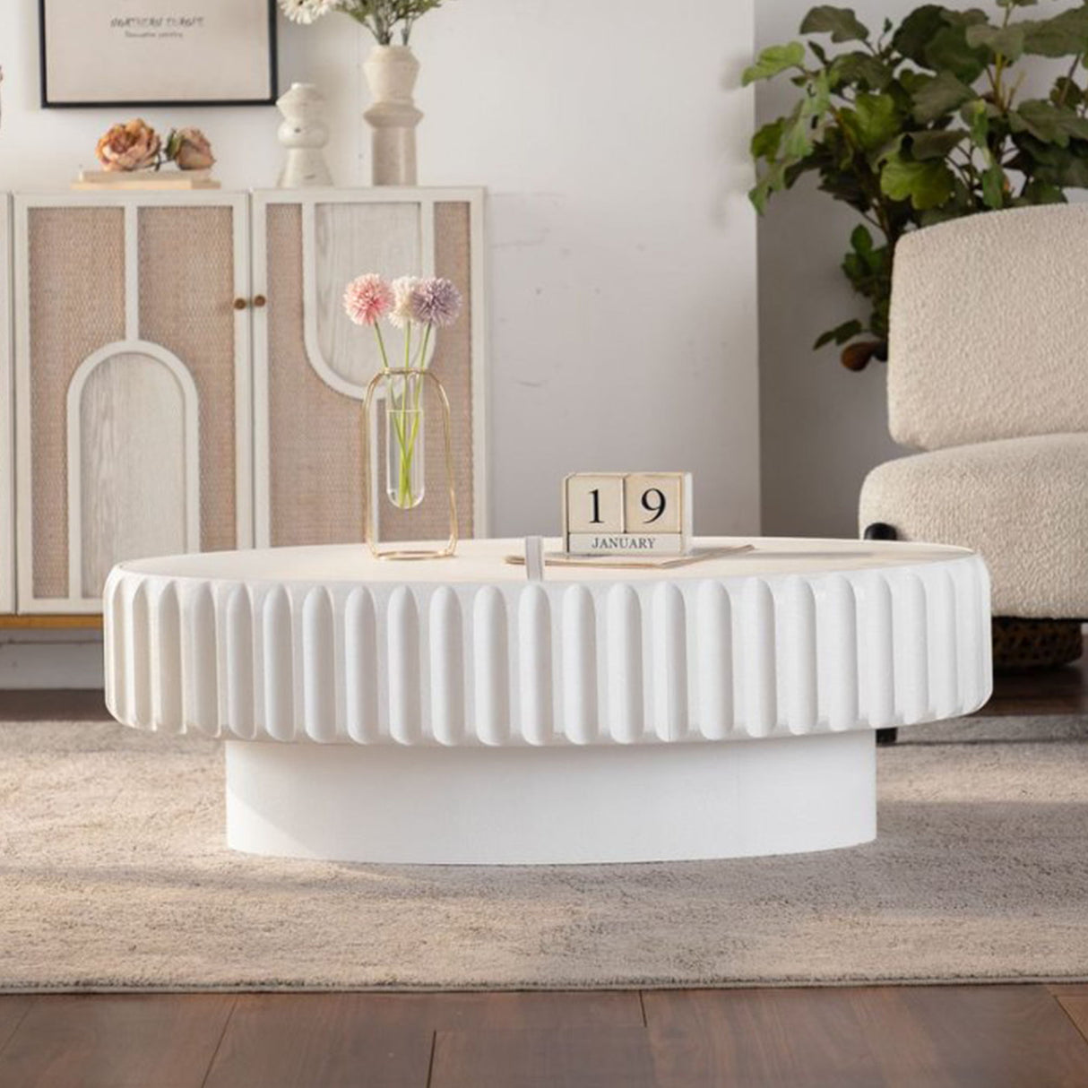 Fluted Storage Table With Lift Off Lid