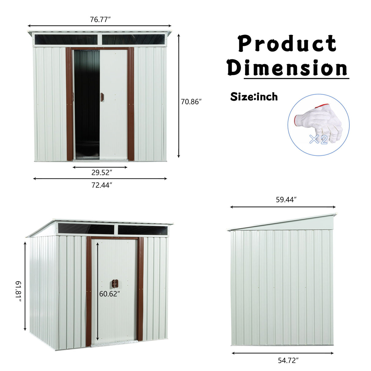 Outdoor Metal Storage Shed Garden Building Weather Resistant Iron 6x5ft