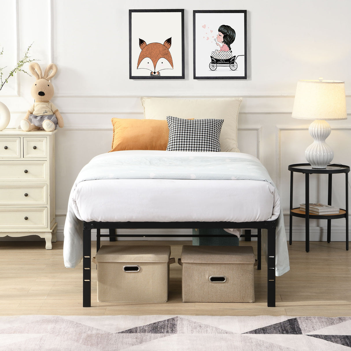 Heavy Duty Metal Bed Frame With Quiet Support