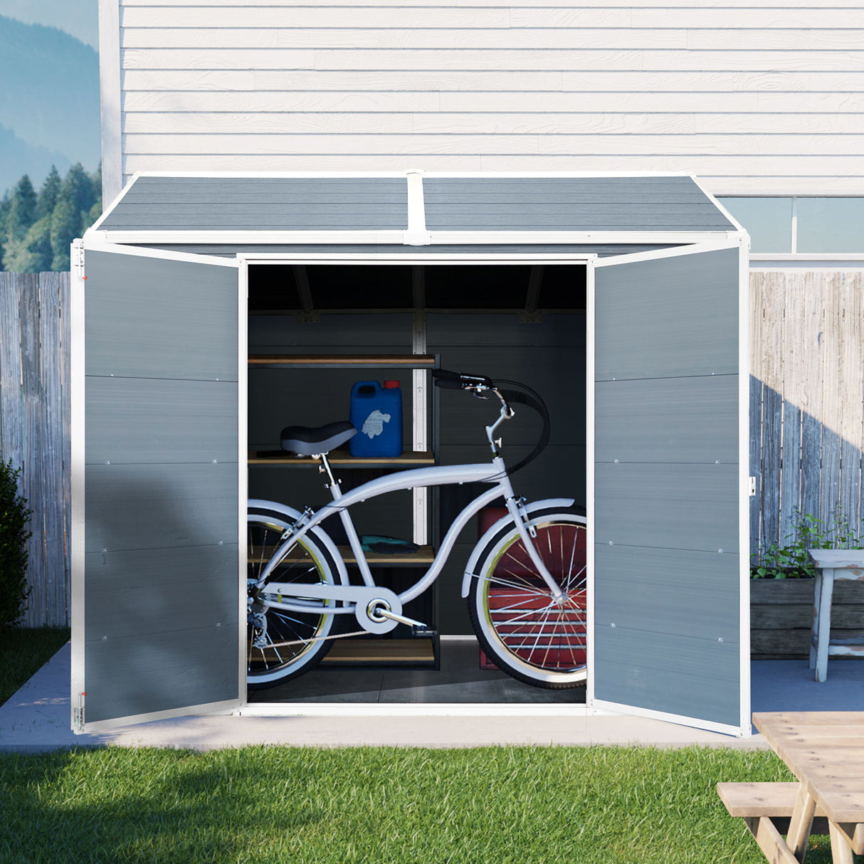 Resin Outdoor Storage Shed Garden Building Waterproof Heavy Duty 8x6.5ft