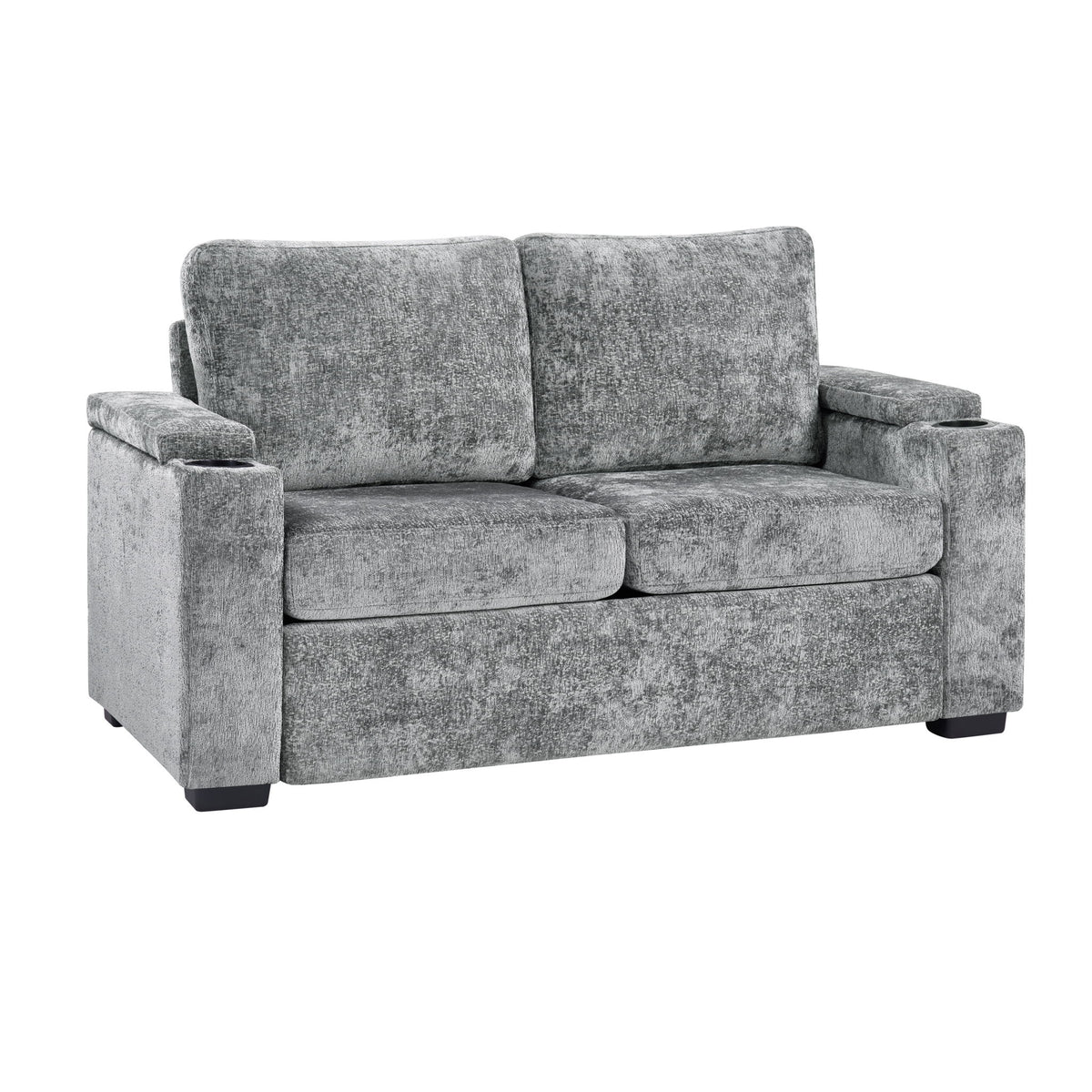 Pull Out Sofa Bed Loveseat With Twin Mattress, Cup Holders And Arm Storage