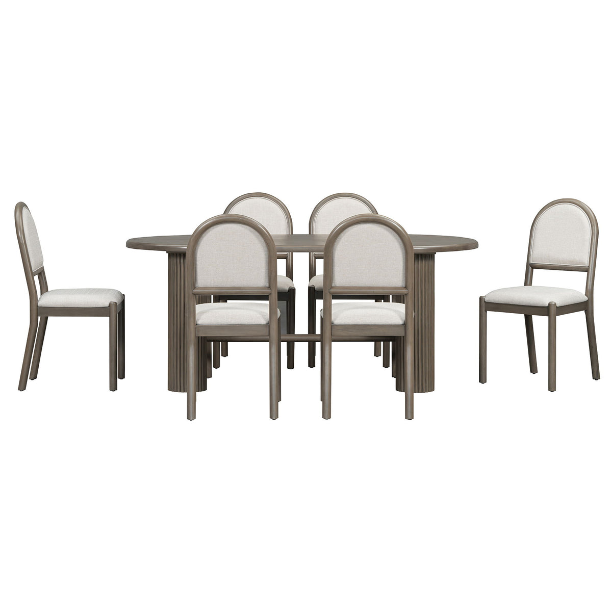 Oval Dining Table Set For 6 With 6 Upholstered Chairs