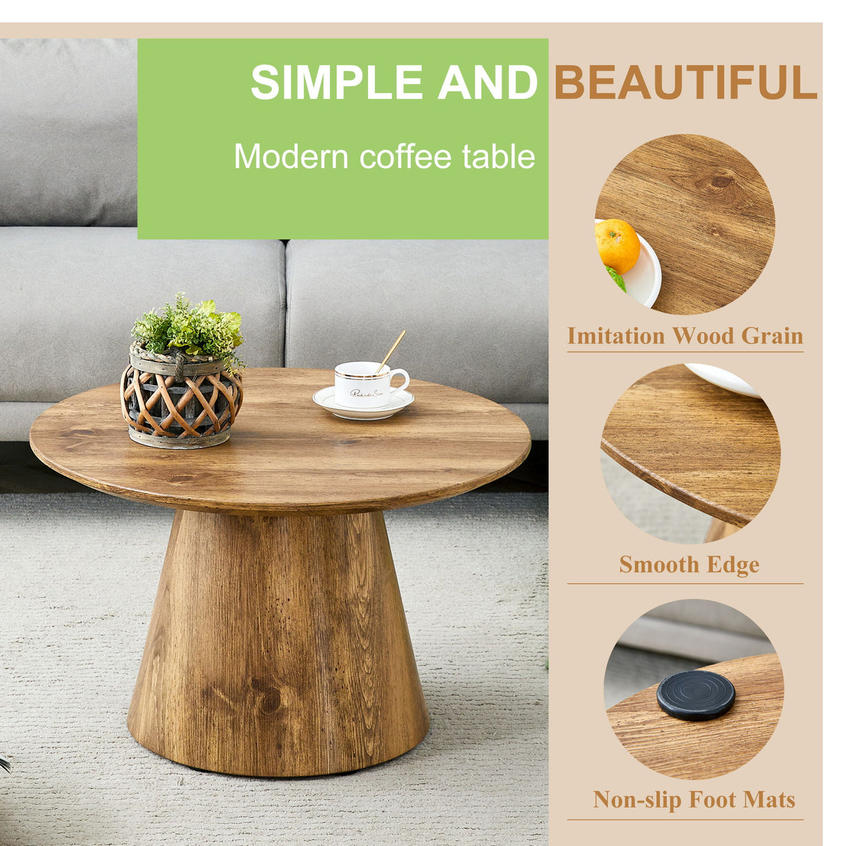 Circular Coffee Table With Adjustable Feet