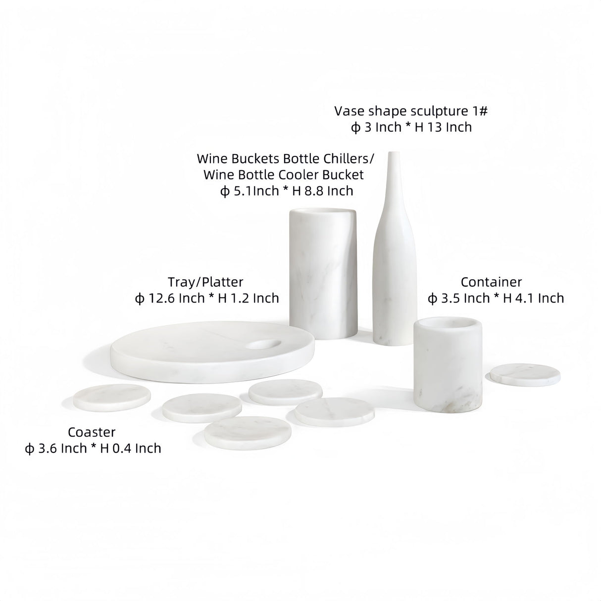 10 Pieces Luxury Natural Marble Dining Room Accessories Set