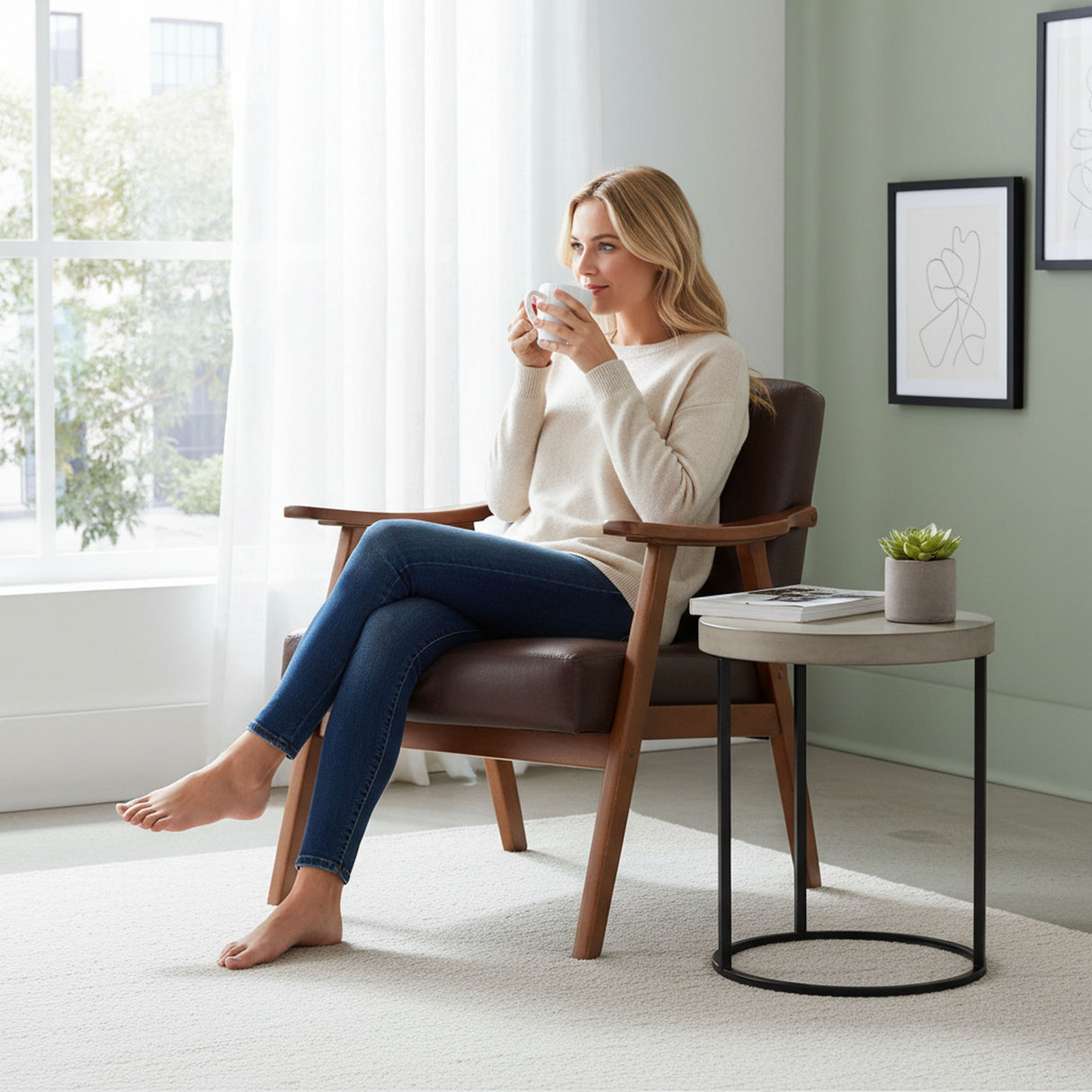 Accent Chair, Classic Mid Century Modern For Extra Seating