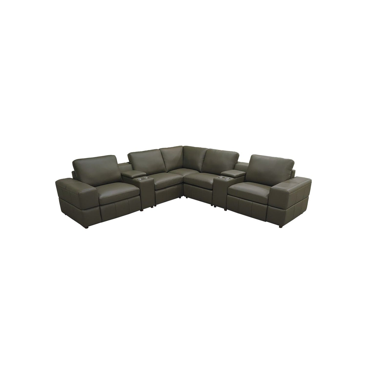 Upholstered Large Arms Sectional With Recliner Seats