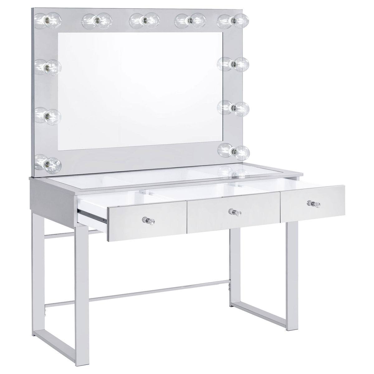 Trevor - 3 Drawer Makeup Vanity Table With Mirror - Chrome