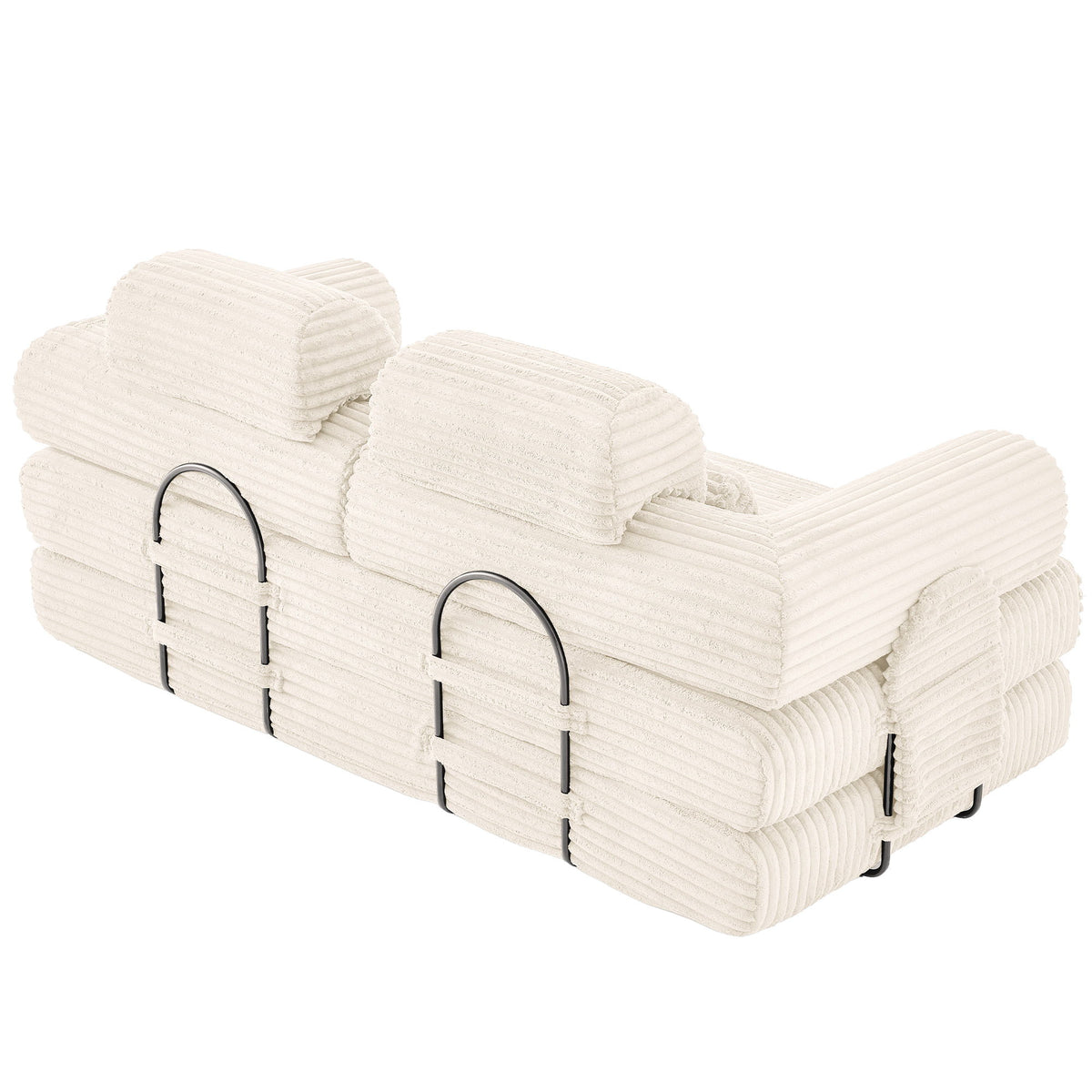 Convertible Sleeper Sofa With & Side Storage Pocket, Foldable Upholstered Couch For Living Room