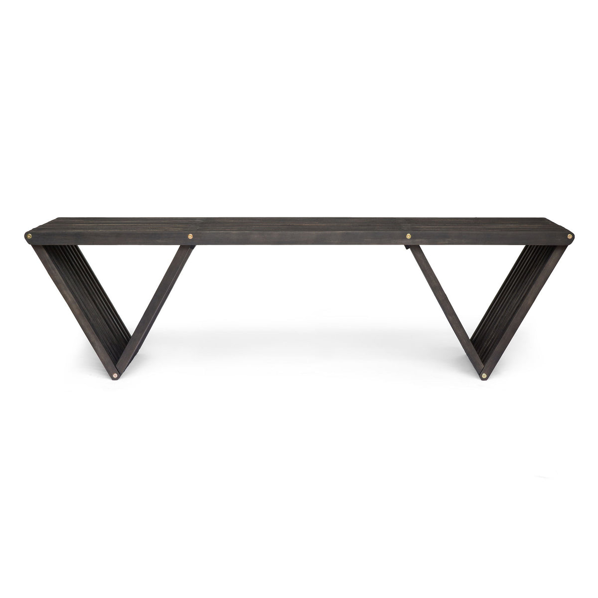 Gloaming - Outdoor Bench With Slat Design And Triangular Base - Dark Gray