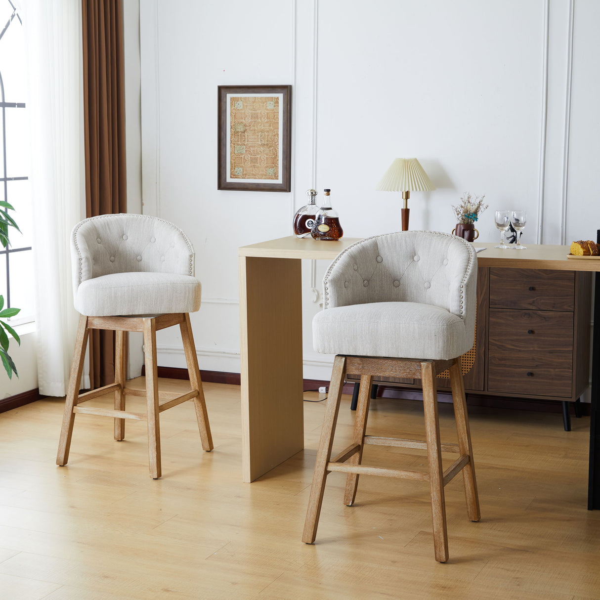 360 Degree Rotation Swivel Counter Stools (Set of 2)