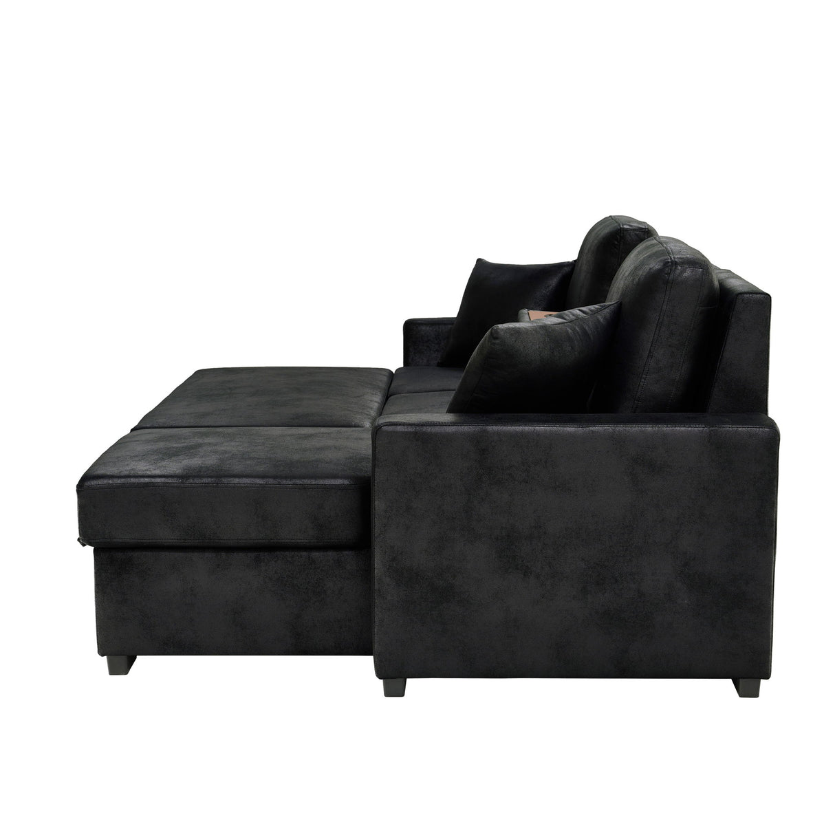 Upholstered Sectional With Pull-Out Bed And Chaise Storage