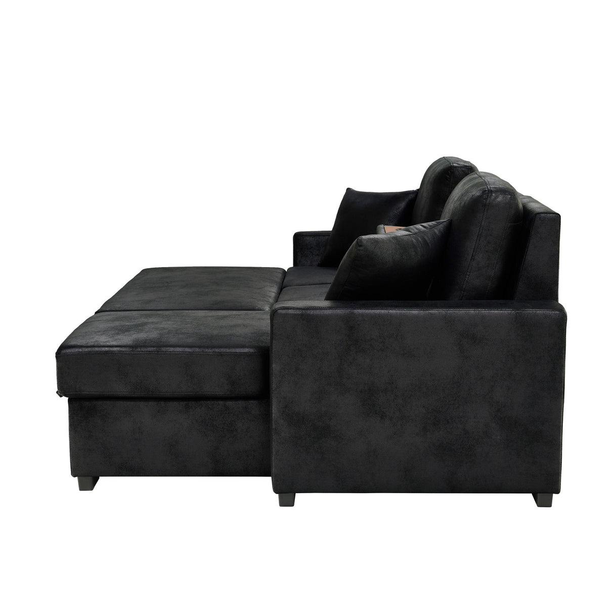 Upholstered Sectional With Pull-Out Bed And Chaise Storage