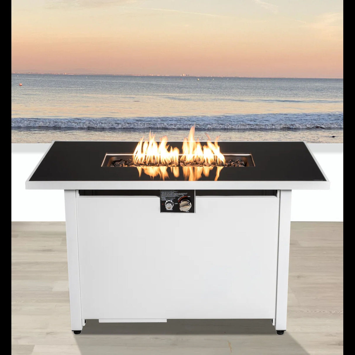 Fire Pit Table Outdoor Patio Heater 50000 BTU Stainless Steel 42x25in