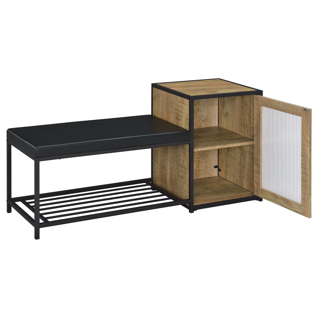 Shoe Storage Entryway Bench With Cabinet - Wood