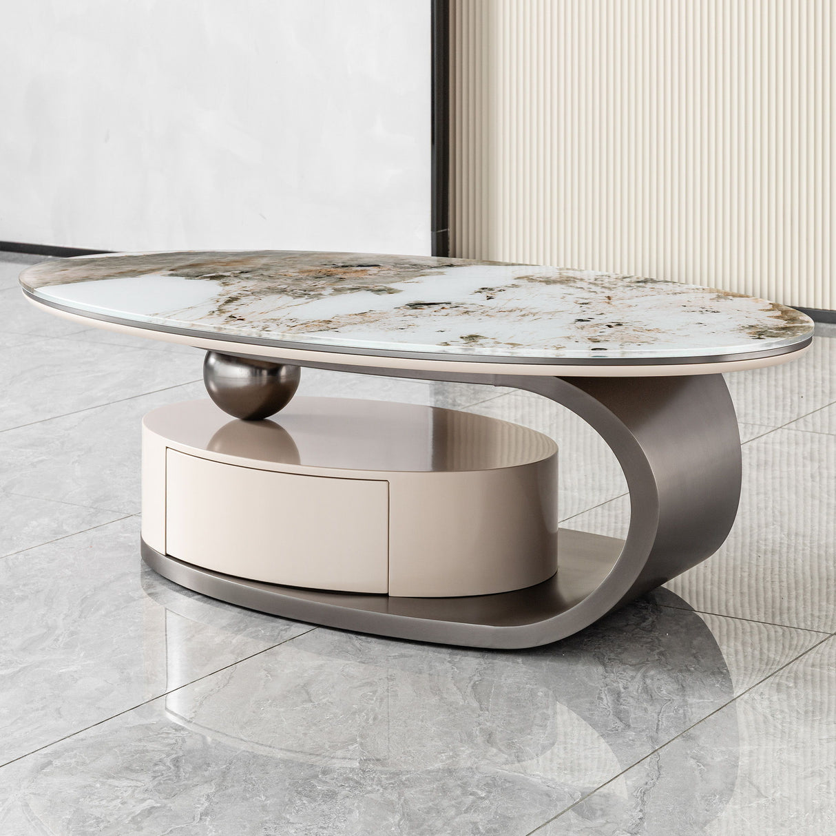 Oval Coffee Table With Drawer