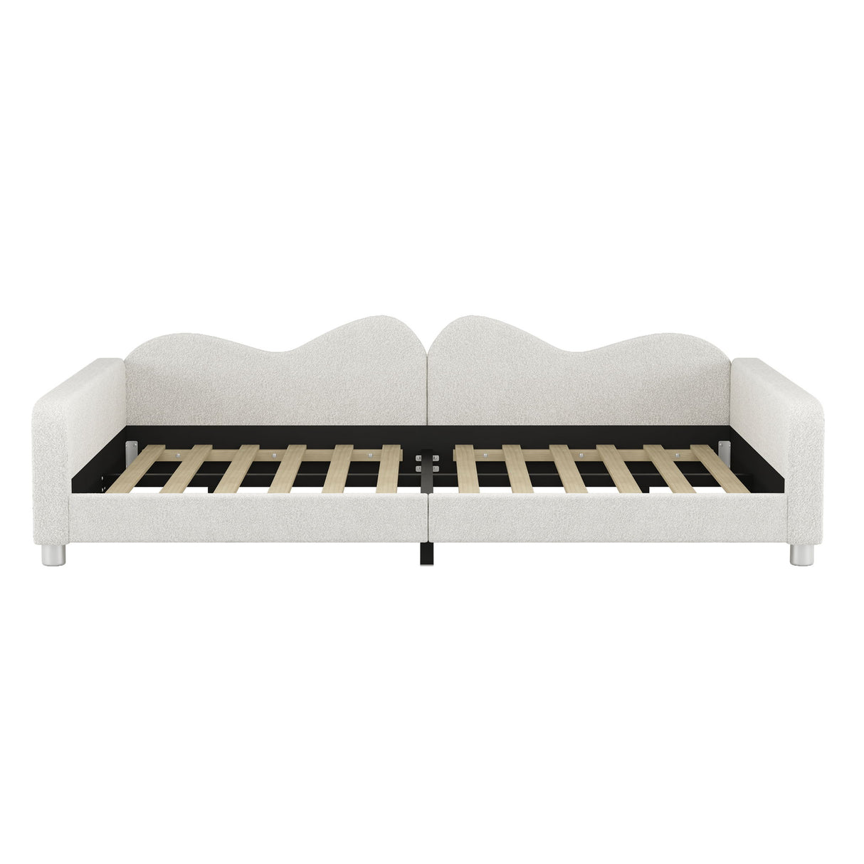 Upholstered Daybed, Sherpa Fabric Sofabed With Cloud-Shaped Backrest