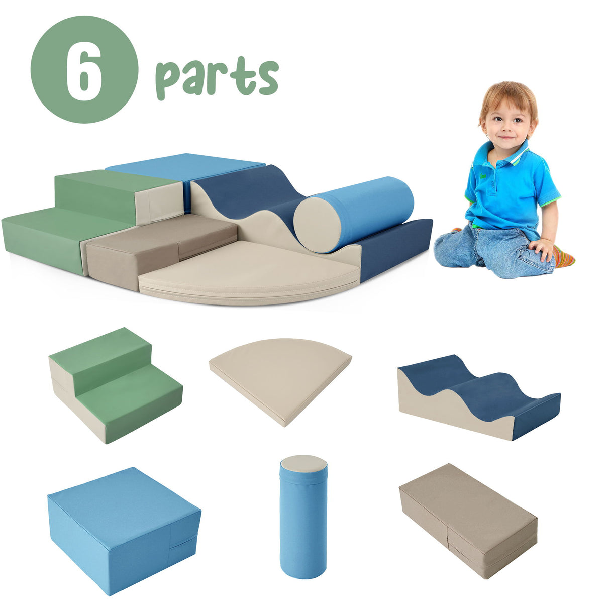 Soft Climb And Crawl Foam Playset 6 In 1, Soft Play Equipment Climb And Crawl Playground For Kids, Kids Crawling And Climbing Indoor Active Play Structure - Colorful