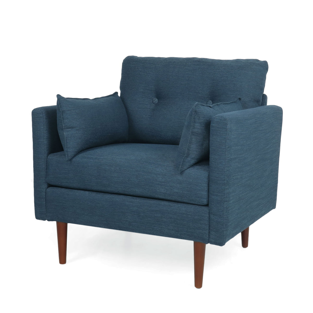 Enchantica - Upholstered Fabric Club Chair With Button Tufted And 2 Accent Pillows