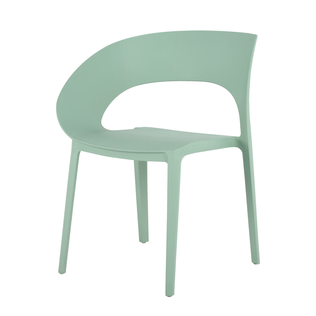 4 Piece Set Of Color Block Designed Single Chairs With Round Table - Haze Green / White