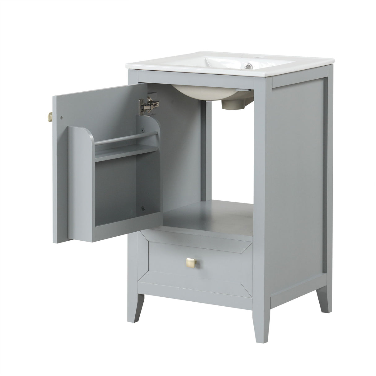 Bathroom Vanity With Sink, Soft Closing Cabinet Door, Storage Rack And Drawer