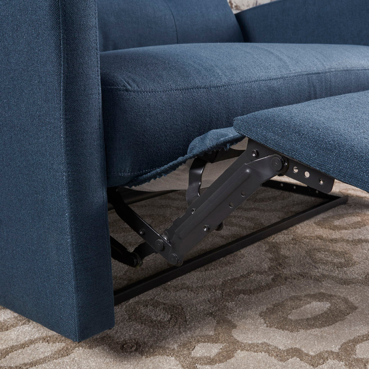 Alma - Contemporary Upholstered Loveseat Recliner - Navy Blue