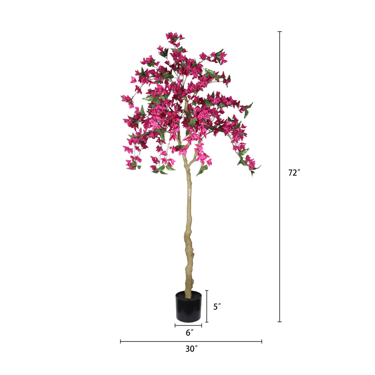 Artificial Bougainvillea Tree, Realistic Faux Potted Plant For Indoor Home Decor - Dark Pink / Green Leaves