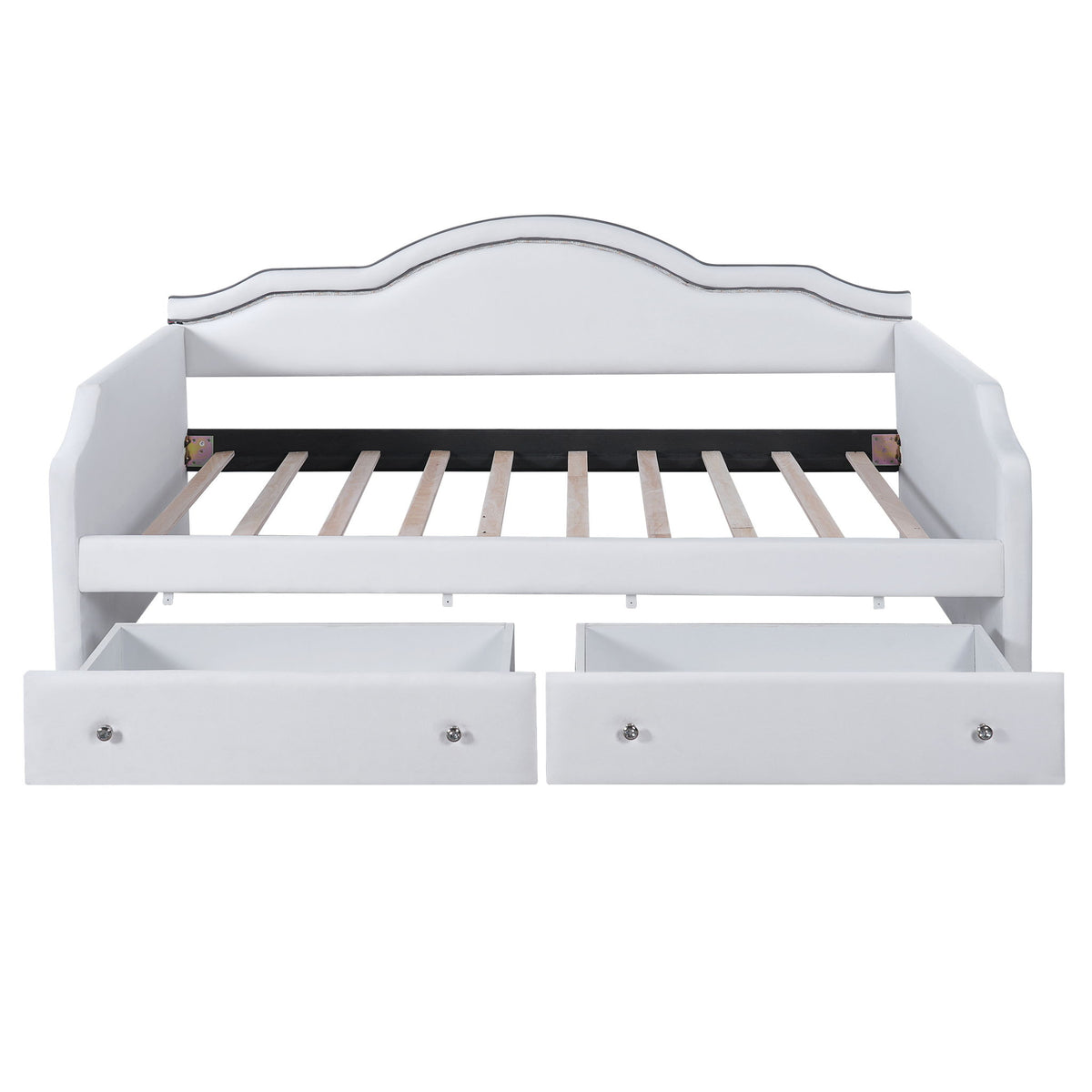 Twin Size Upholstered Daybed With LED Lights And 2 Drawers - Beige