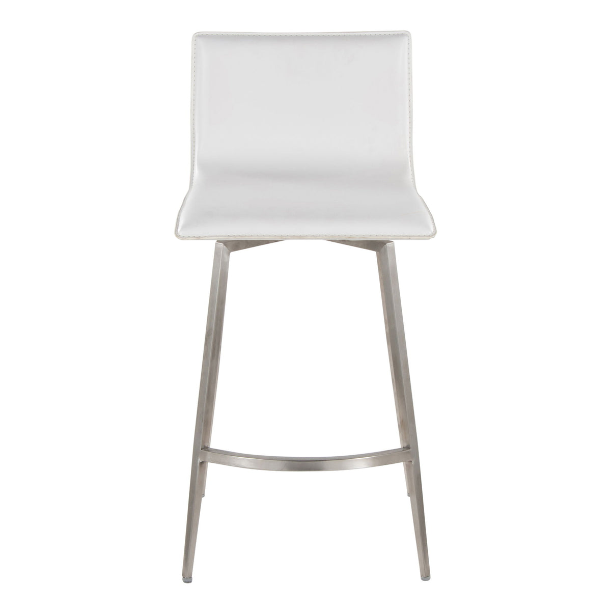 Mara - Upholstered Contemporary Fixed Height Counter Stool With Swivel (Set of 2) - White