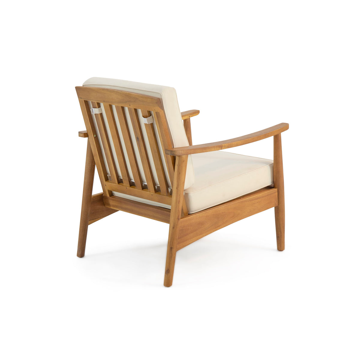 Birdsong - Outdoor Club Chair With Slat Back And Seat Cushion - Beige