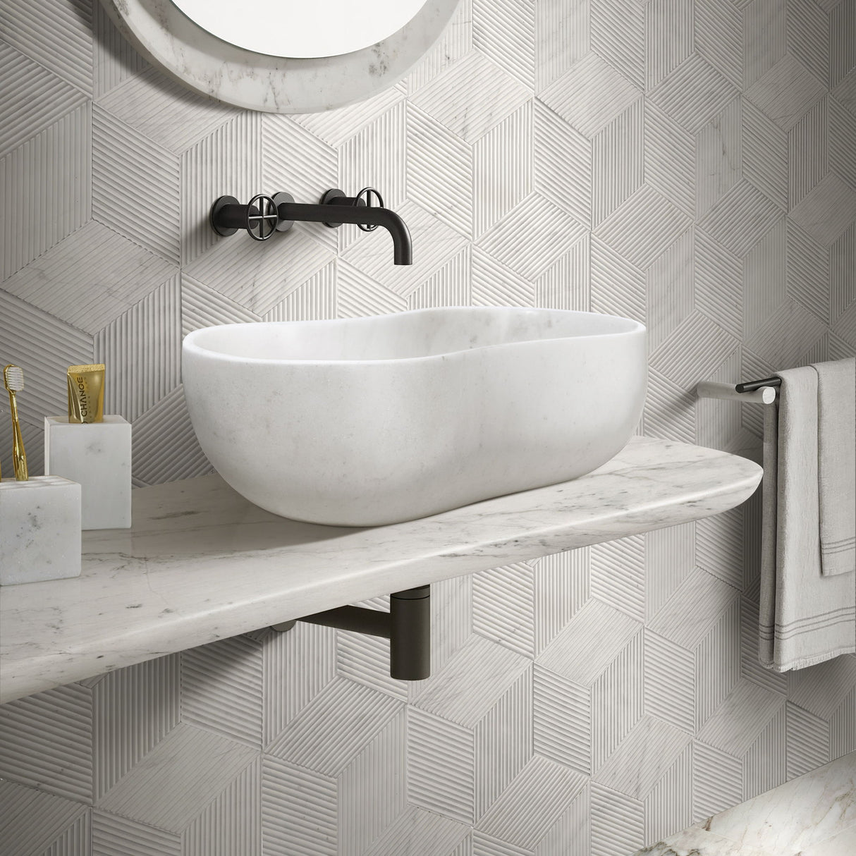 Bathroom Vessel Sink With Wavy Design