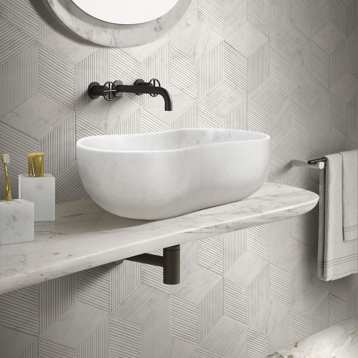 Bathroom Vessel Sink With Wavy Design