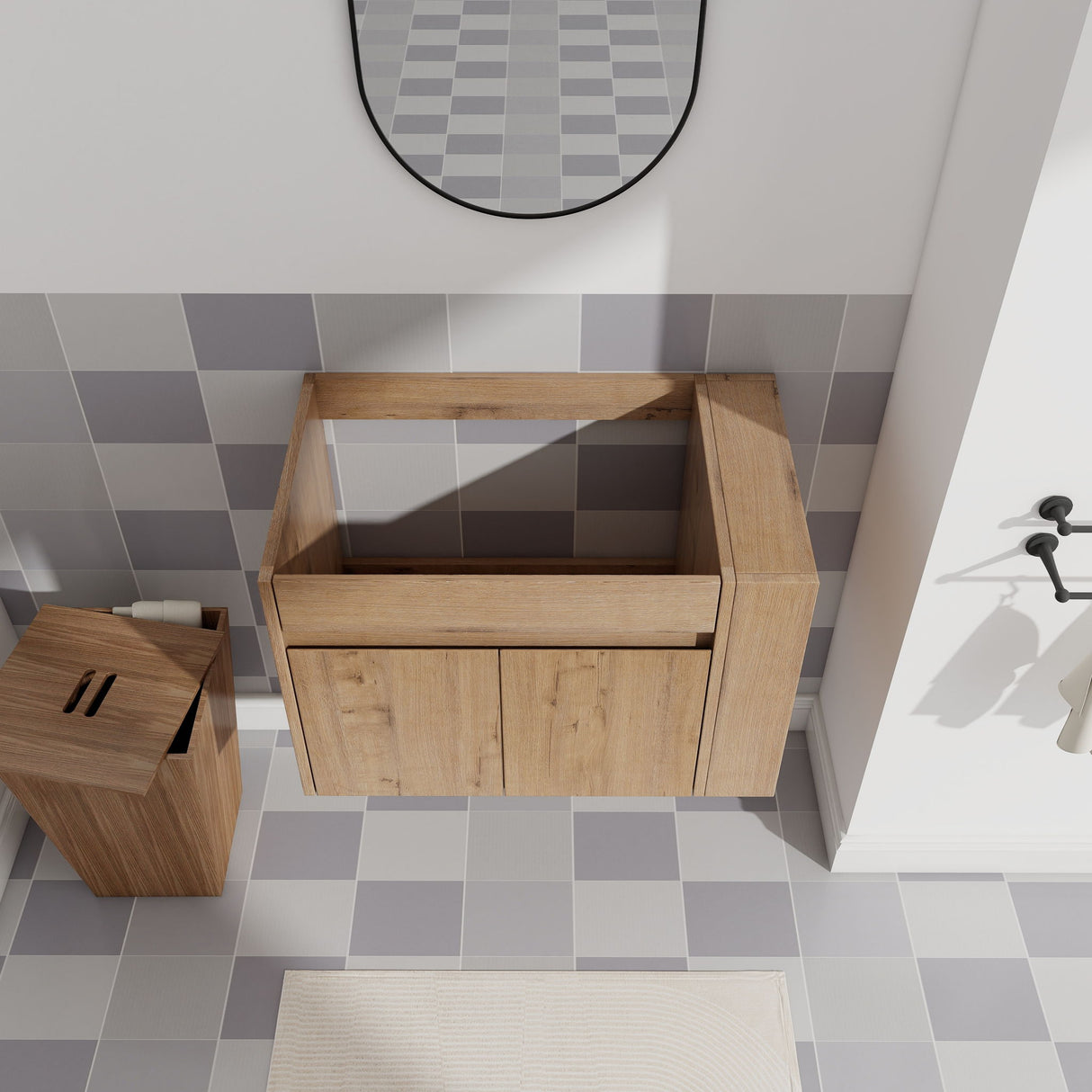 Wall Mounted Bathroom Vanity With Open Shelf, 29" Size (Vanity Only) - Imitative Oak