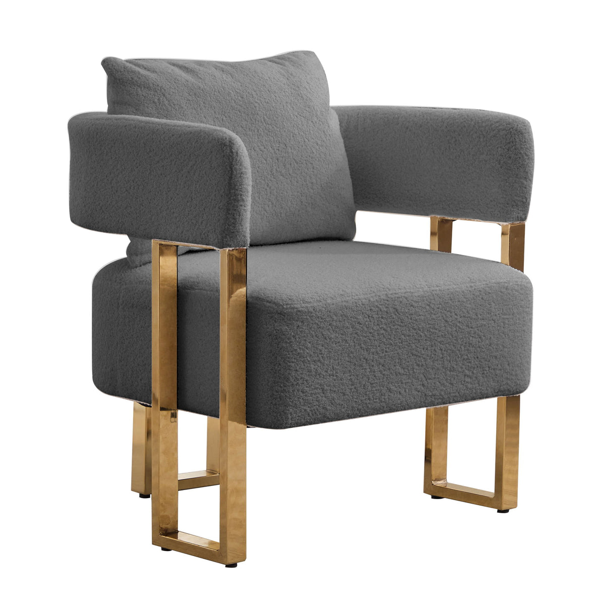 Modern Decorative Chair Teddy Fleece Upholstered And Metal Foot