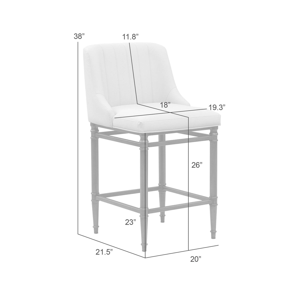 Marvin - Steel Frame Faux Leather Upholstered Counter Height Barstool