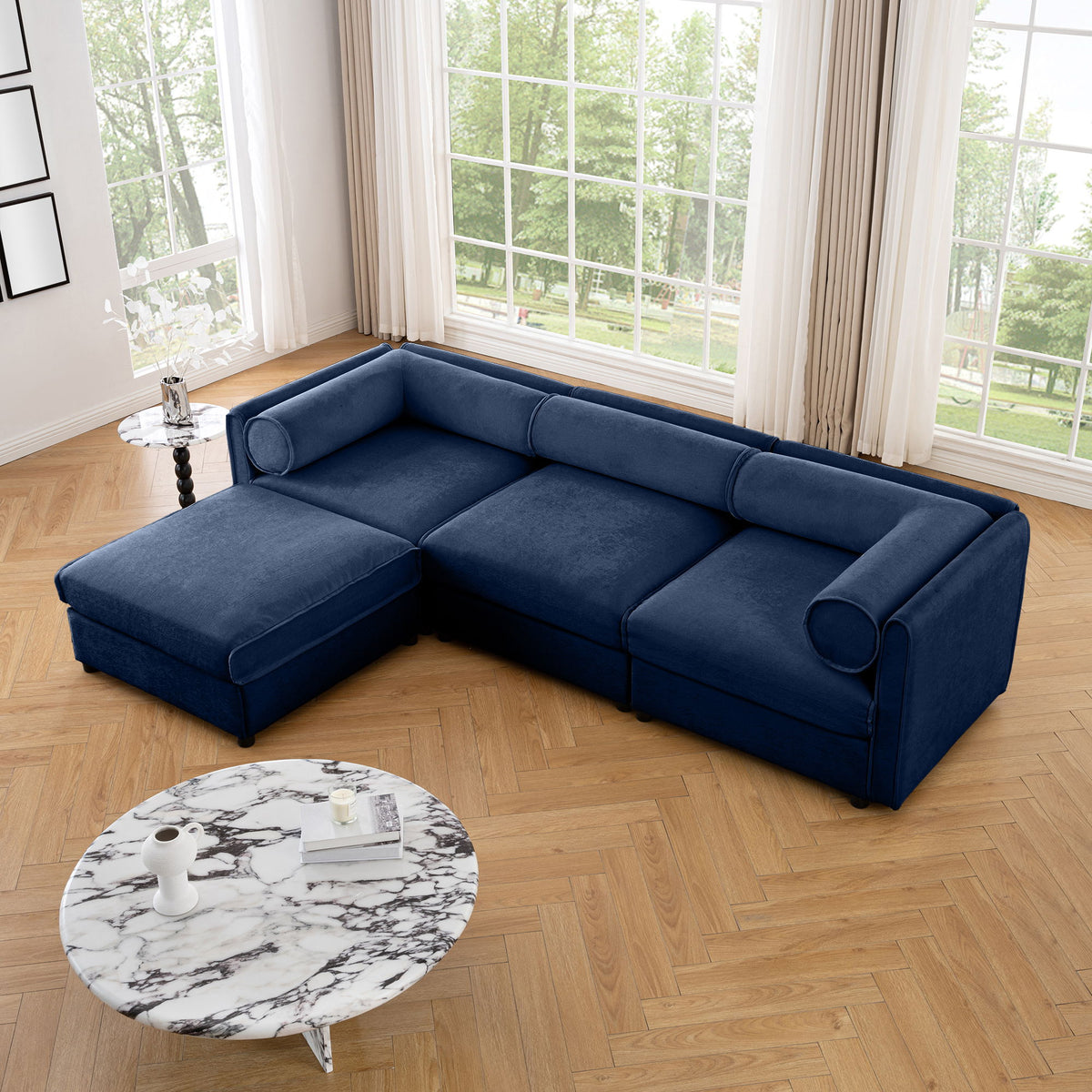 Contemporary Elegant Sofa With Storage And Ottoman
