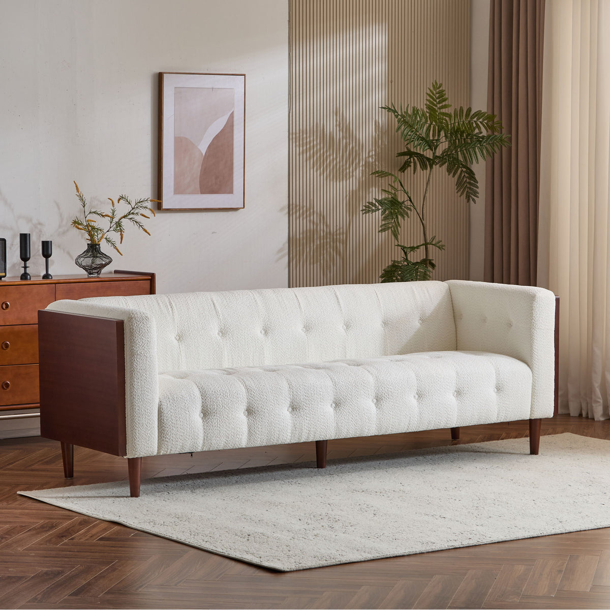 Contemporary 3 Seater Sofa With Tufted Design