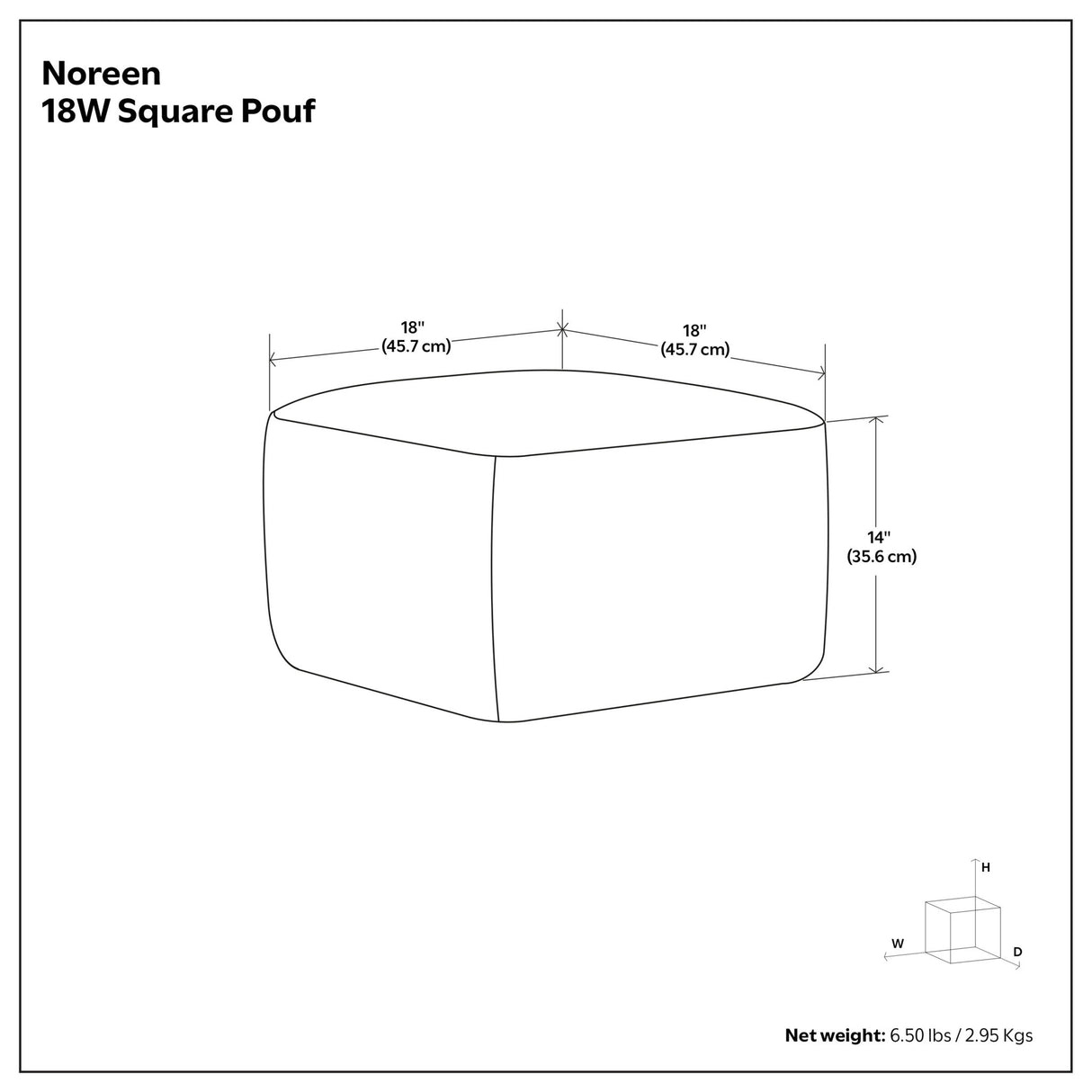 Noreen - Square Pouf - Light Blue / White